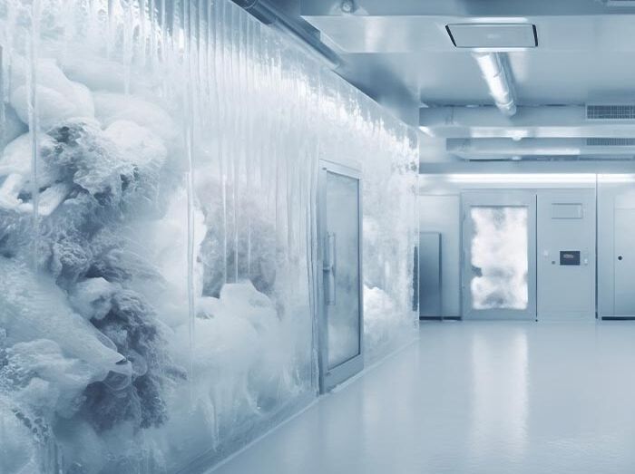 Sub-zero temperatures in the storage area, a so-called "dark warehouse" for frozen goods